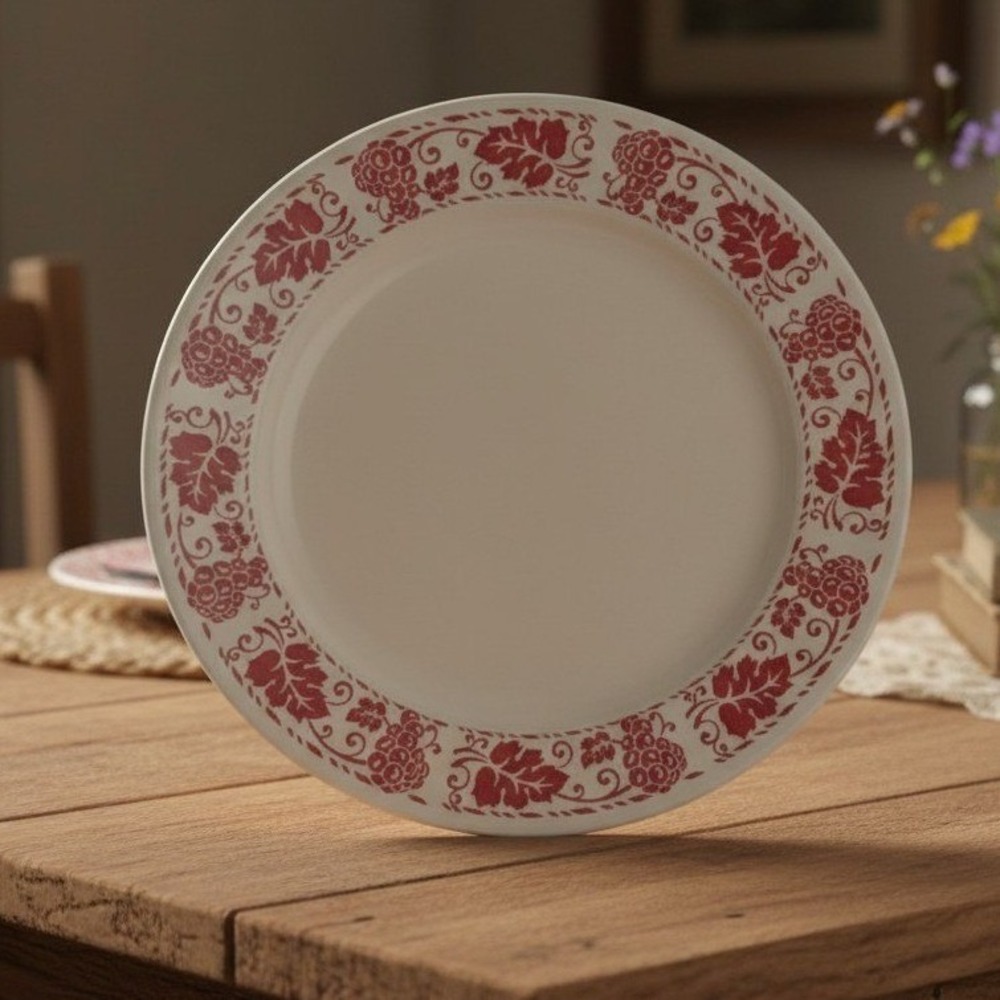 Vintage Homer Laughlin Restaurant Red Transferware Grape Dinner Plate